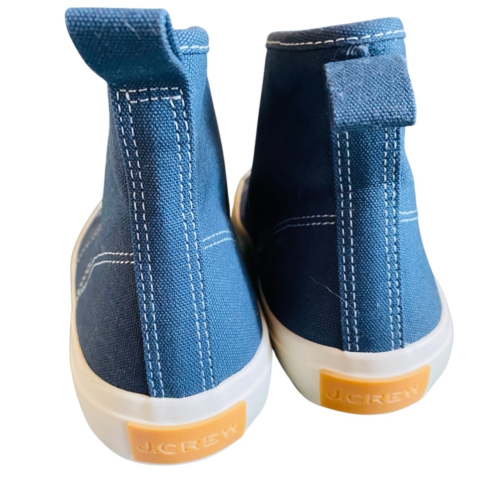 J. Crew High Top Lace Up Sneakers Midnight Ivory Women's Size 8 Blue White - Picture 7 of 10